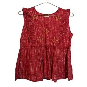 Suti Women Cotton Print Flared And Gathered Sleeveless Top Size Small
